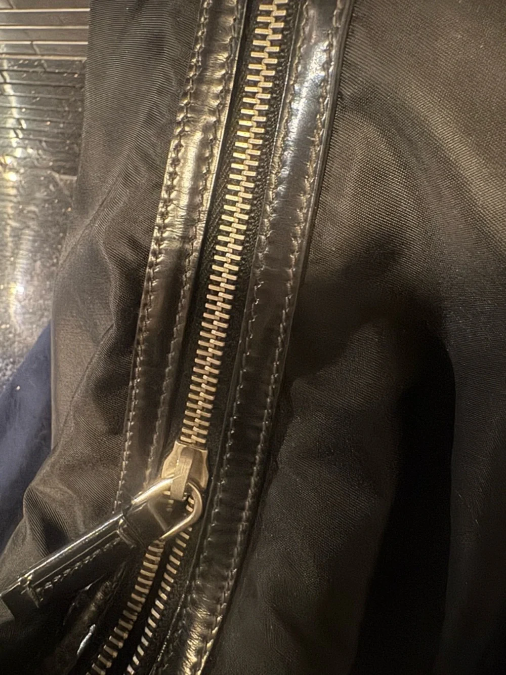 Prada Black Nylon Tote with Leather Logo Plaque - Picture 7 of 13